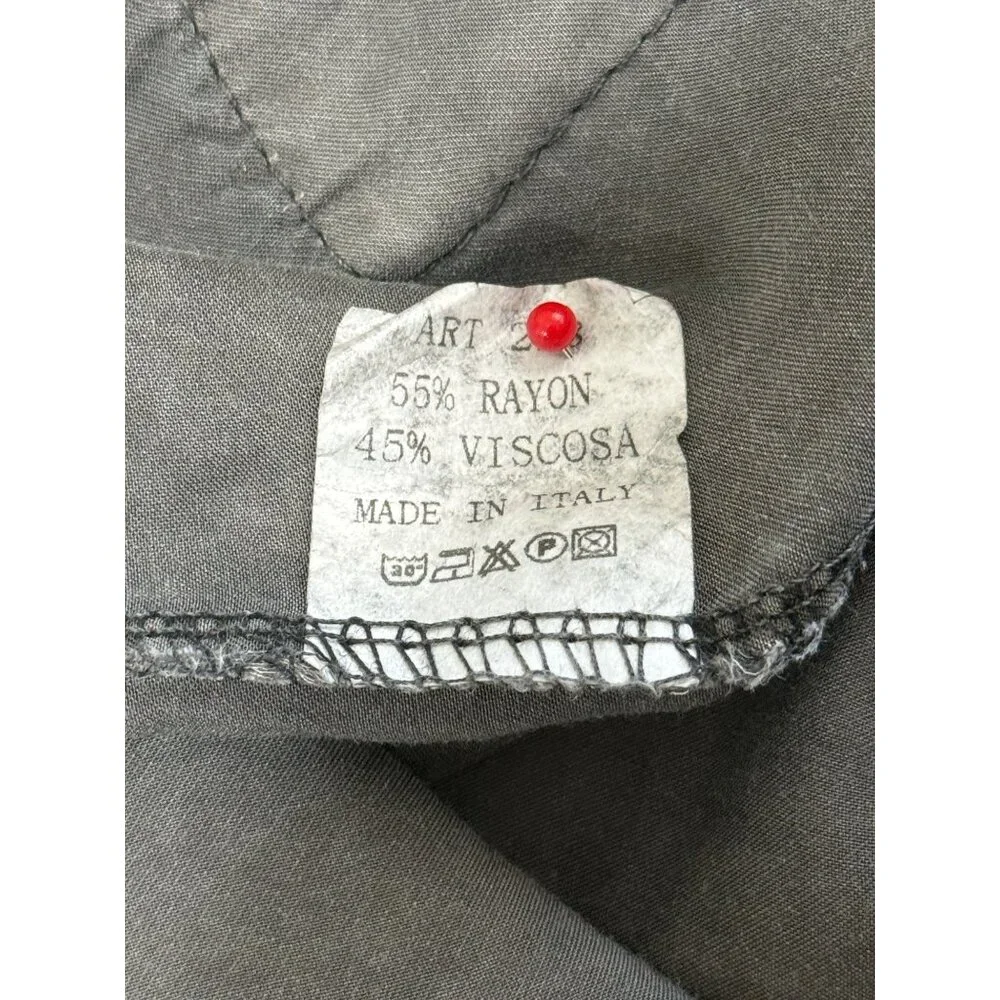 JS Millenium Women One Size Fit All Top Grey Button-Up Long Sleeve Blouse Italy - Picture 7 of 7